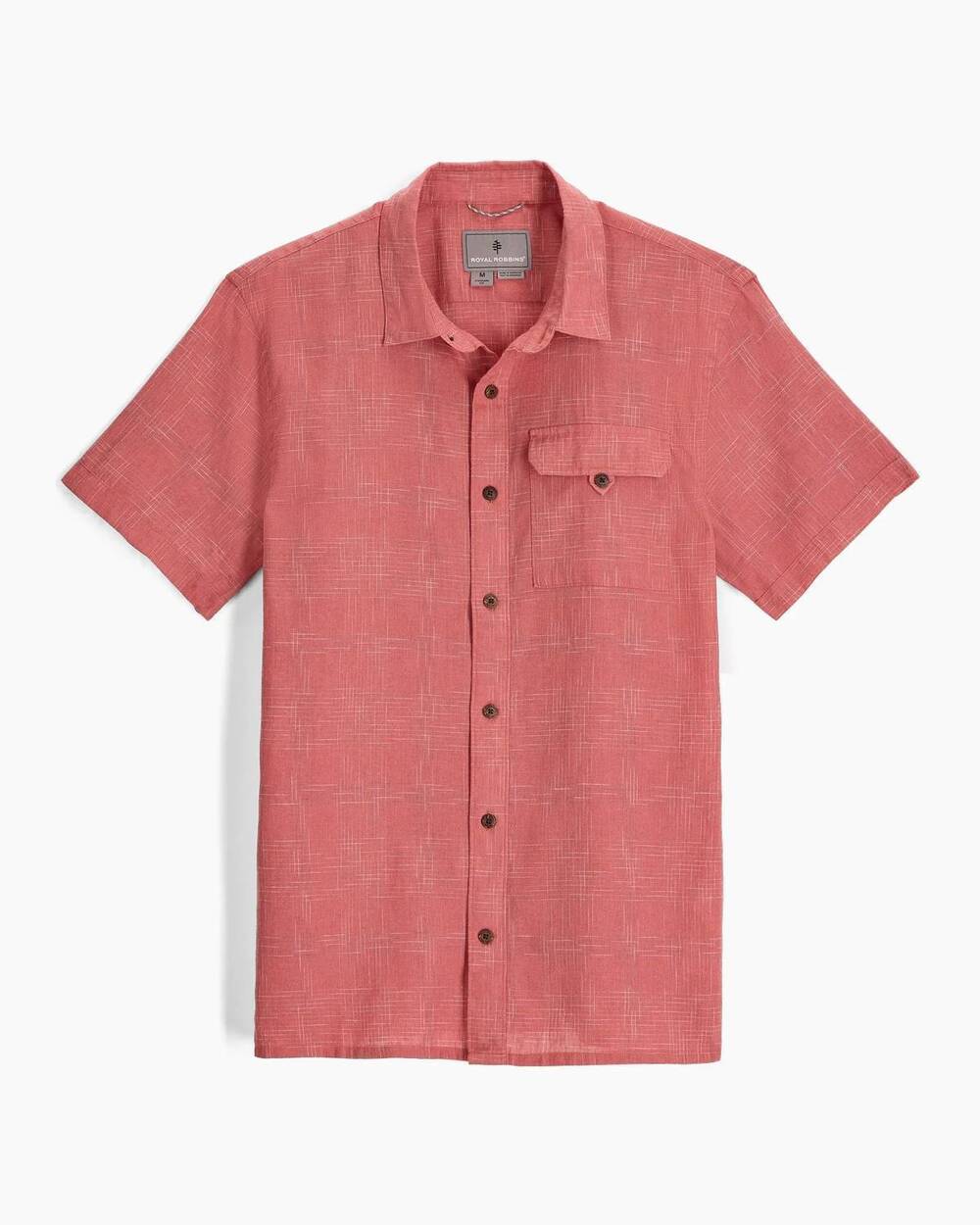 NEW ROYAL ROBBINS men's hempline spaced short sleeve top in dusty cedar
